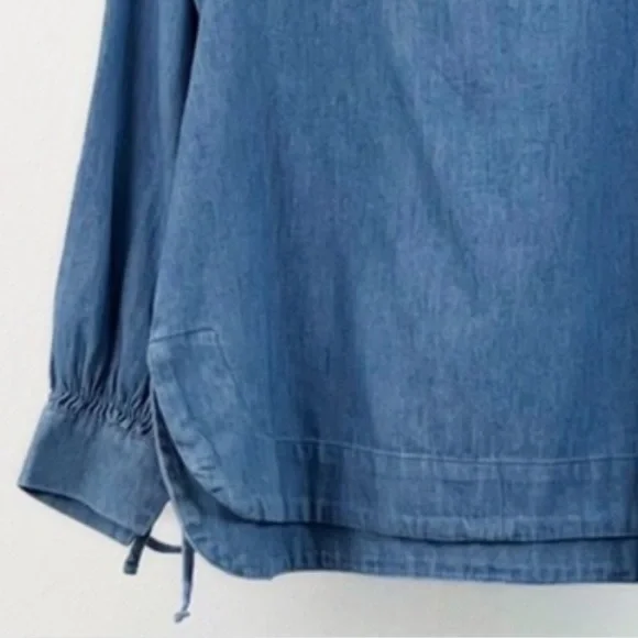 OLD NAVY Puff Sleeve Jeans Denim Blouse Top Boho style Size XXL - Picture 9 of 12